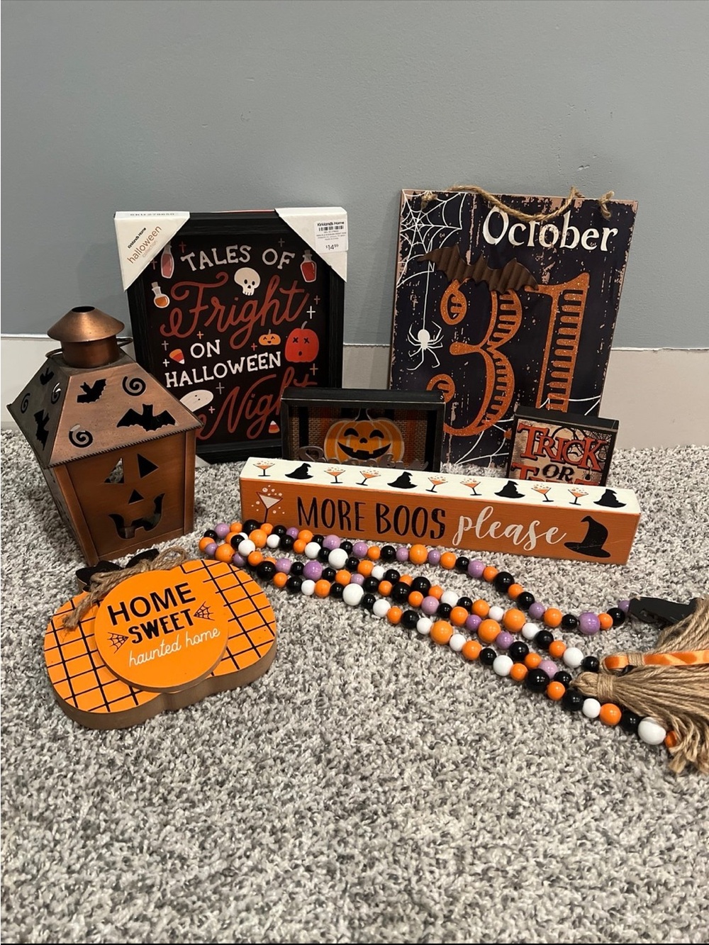 Kirklands Halloween Décor Set in Orange, Black, White, Purple